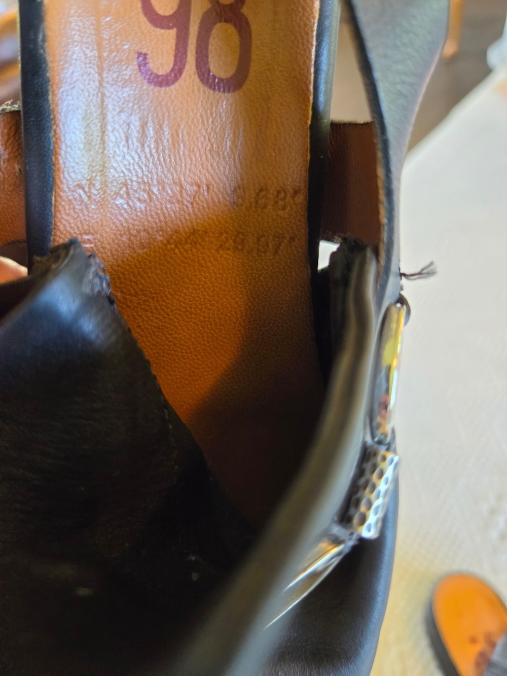 A.S. 98 sling back sandles 5.5 black leather outer and lining faux jewels Italy - Picture 9 of 13